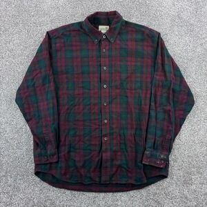 Vintage L.L. Bean Flannel Shirt Mens XL Red Plaid Cotton Button Up Long Sleeve